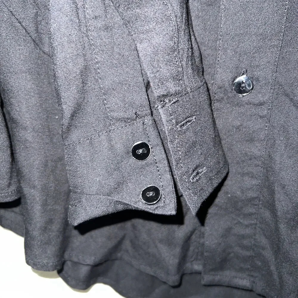 NWT Zara Black Embroidered Button Up Blouse - Picture 8 of 10